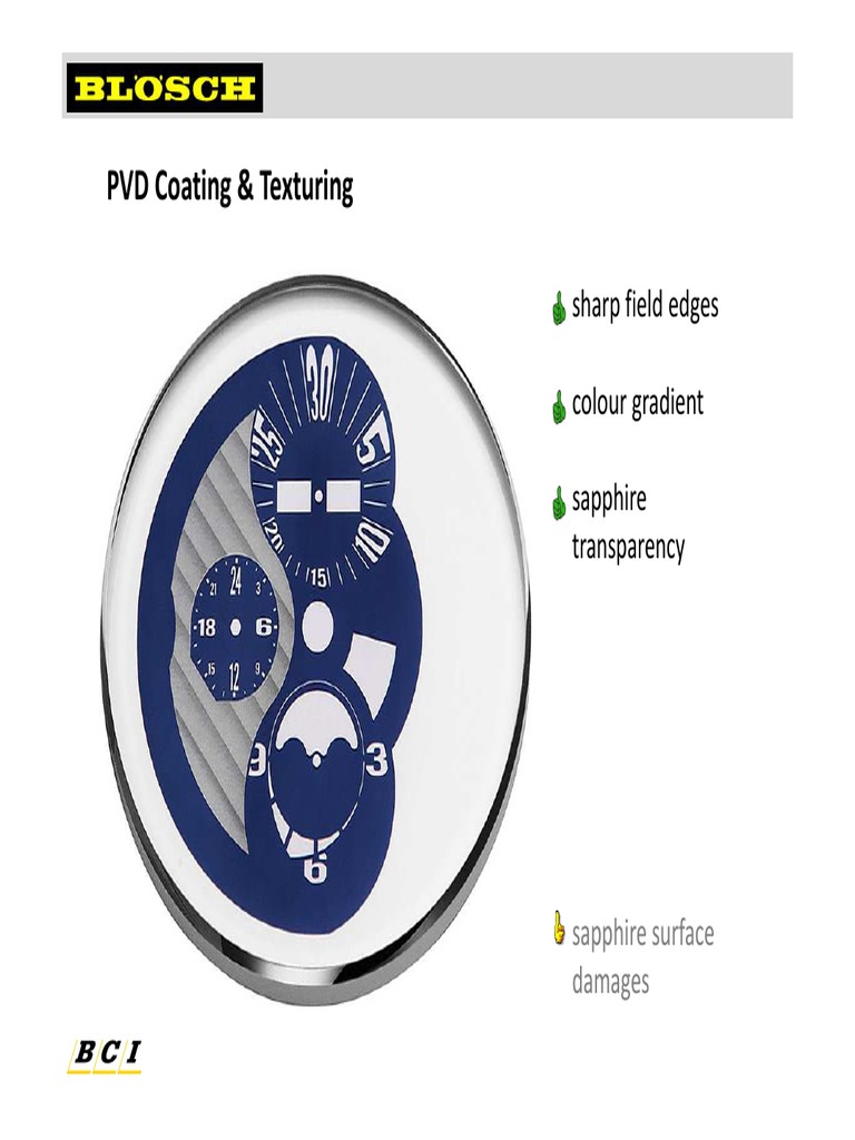PVD Coating & Texturing: Sharp Field Edges Colour Gradient Sapphire ...