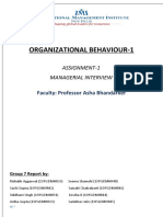 Organizational Behaviour-1: Assignment-1 Managerial Interview