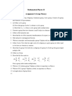 Mathematical Physics II Assignment I (Group Theory) : E A B C