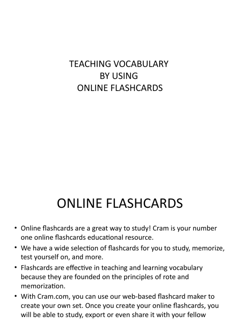 Teaching Vocabulary by Using Online Flashcards PDF