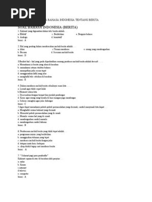 Soal Pilihan Ganda Bahasa Indonesia Tentang Berita