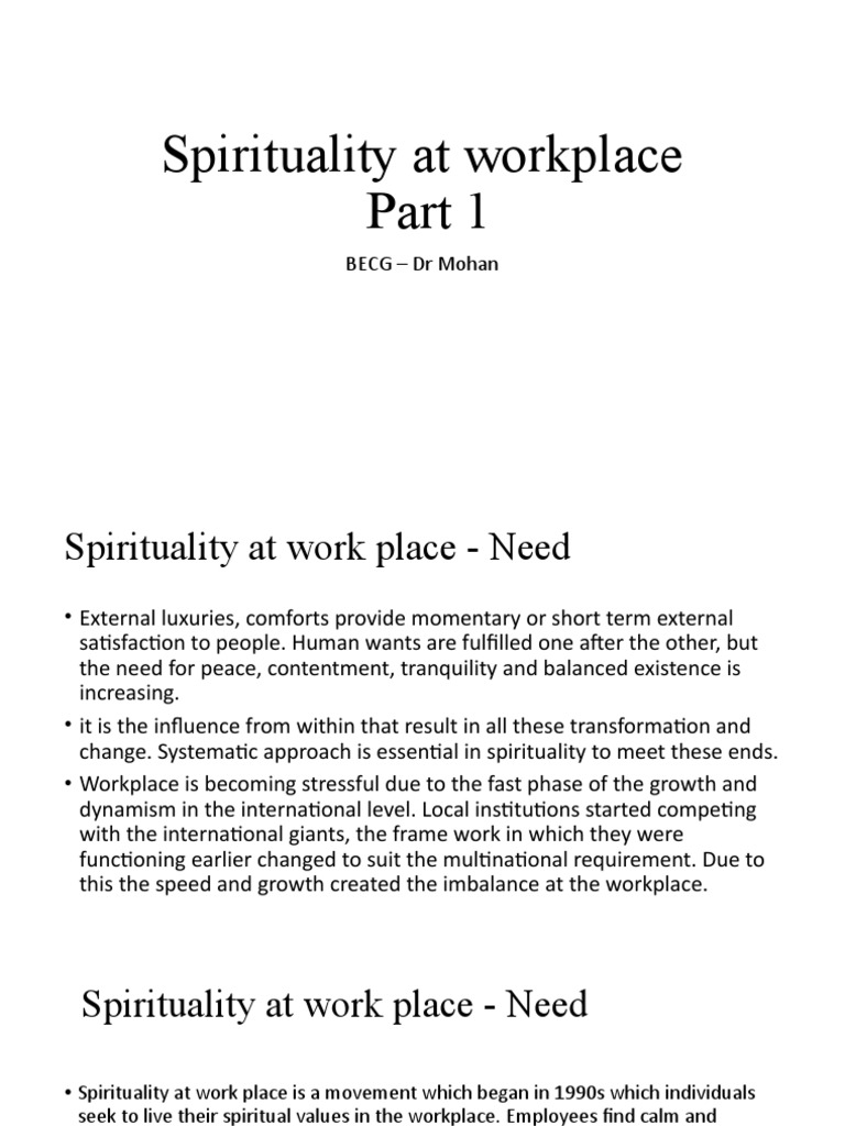 Spirituality's Role in Workplace Well-being | PDF | Spirituality ...