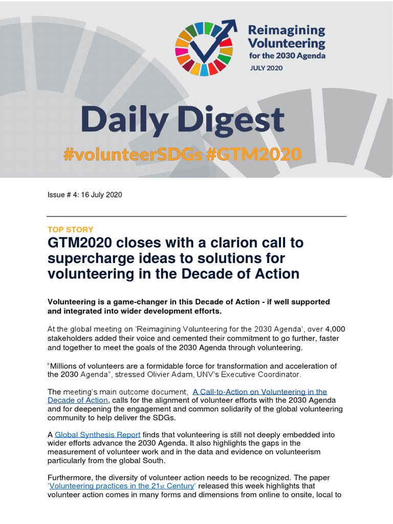Volunteering for the 2030 Agenda Insights | PDF | Policy | Public Sphere