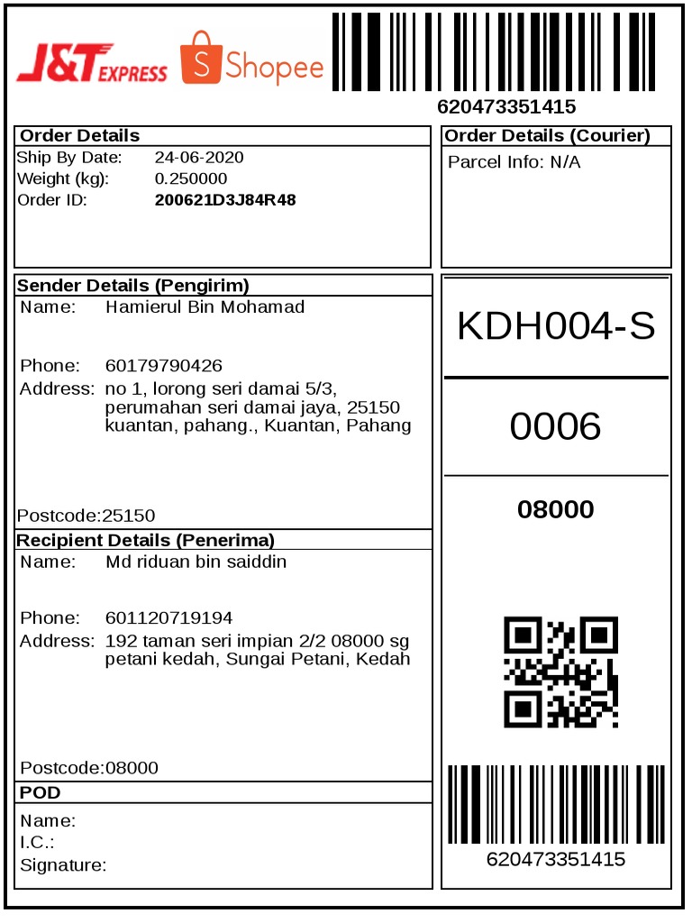 J&T Express Shipment Details 25150 | PDF