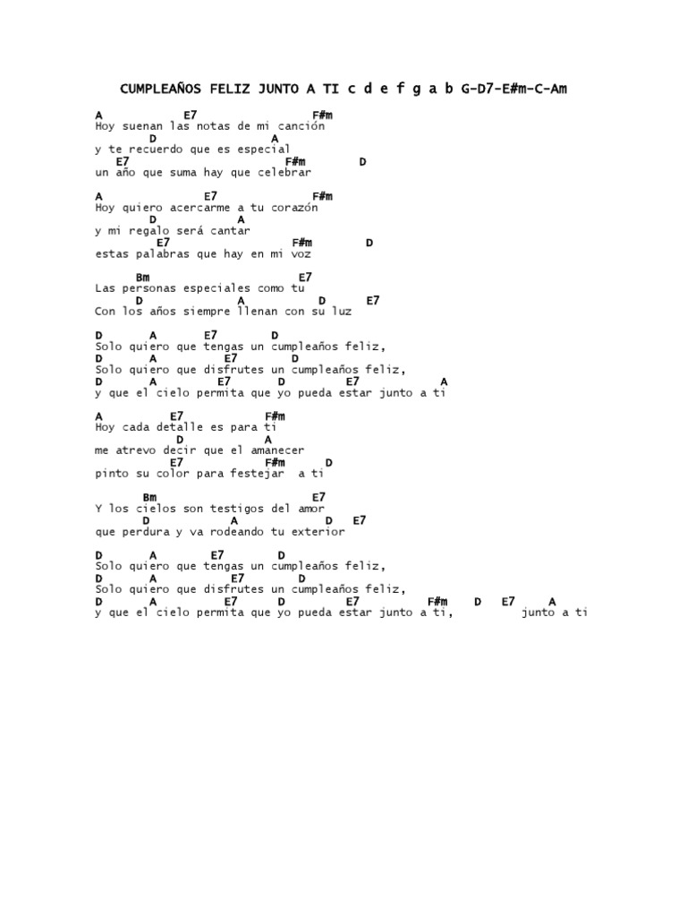 Cancion Que Dice Vida Devuelveme Mis Fantasias Cumpleaños Feliz Junto A Ti | PDF | Cumpleaños | Amor