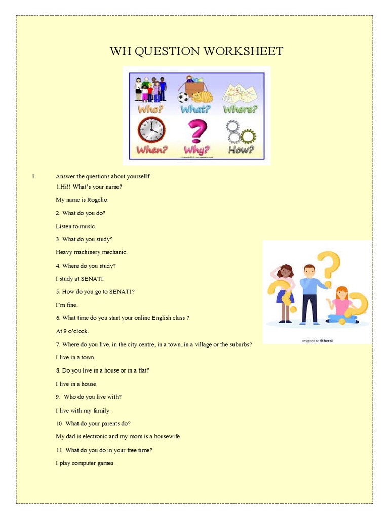 Understanding WH Questions: A Worksheet for Practicing Question ...