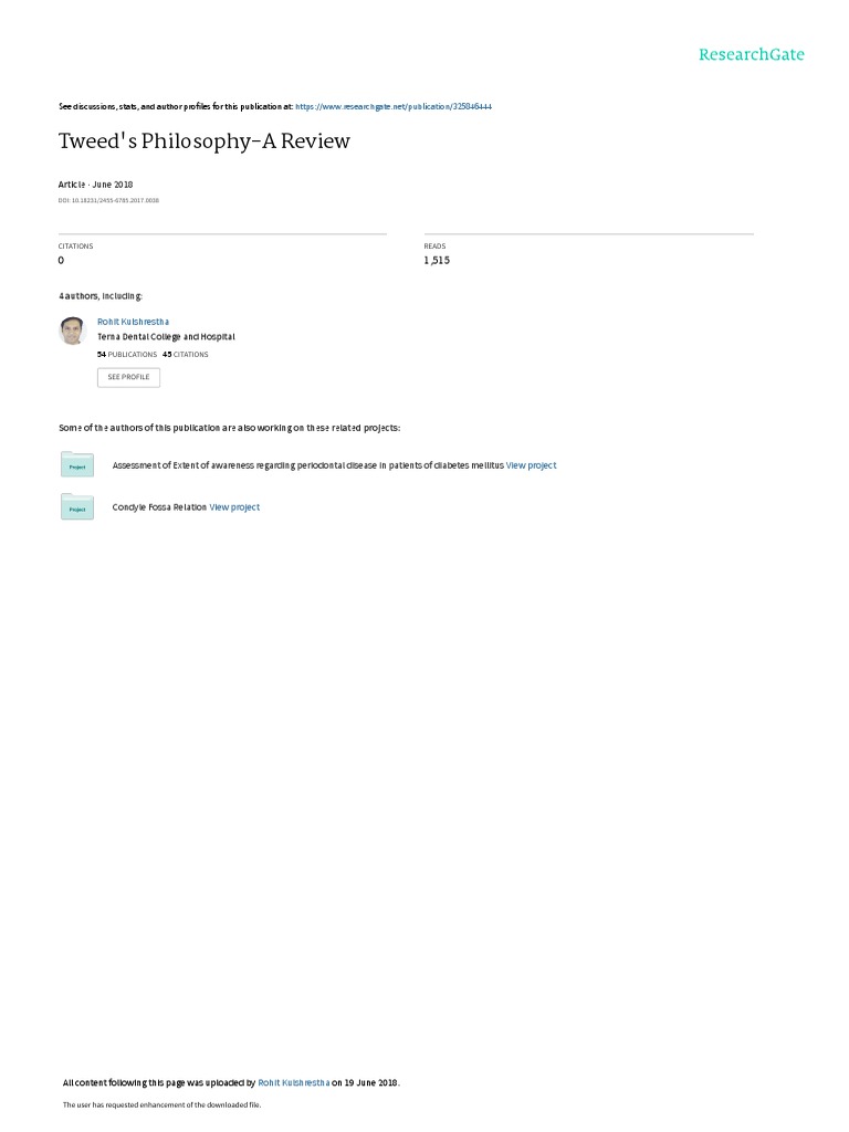Tweed's Orthodontic Philosophy Review | PDF | Orthodontics | Human Tooth
