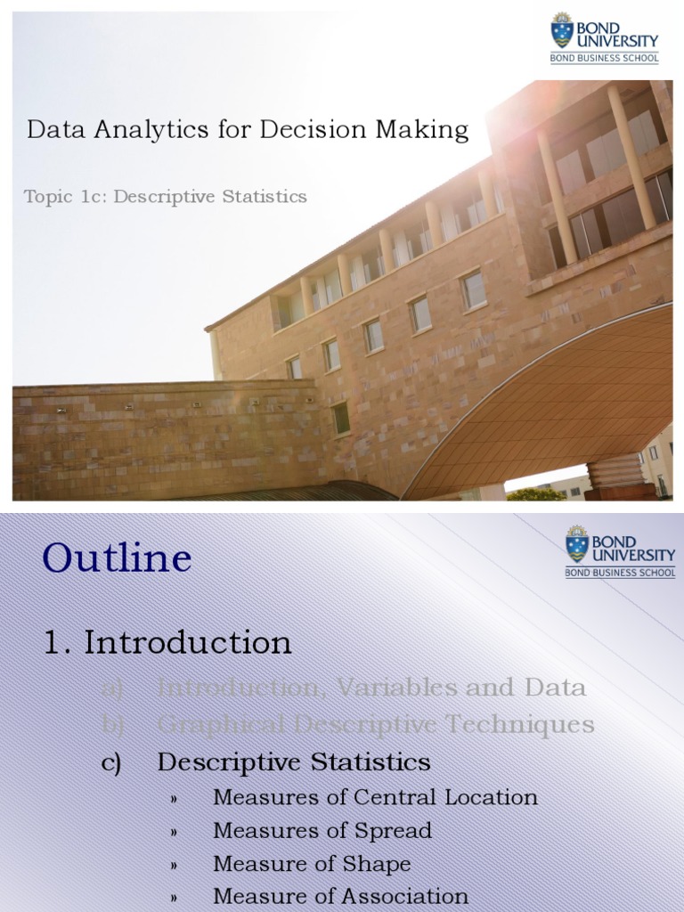 Data Analytics For Decision Making: Topic 1c: Descriptive Statistics ...