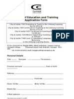 SET City and Guilds Courses Application Form Updated 4th December 2009
