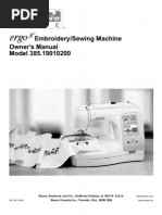 3T - Embroiderylsewing: Mach Ine Owner'S Manual Model 385,19010200