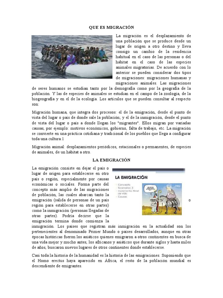 Concepto de Migración y Emigración | PDF | Migración humana | Emigrantes