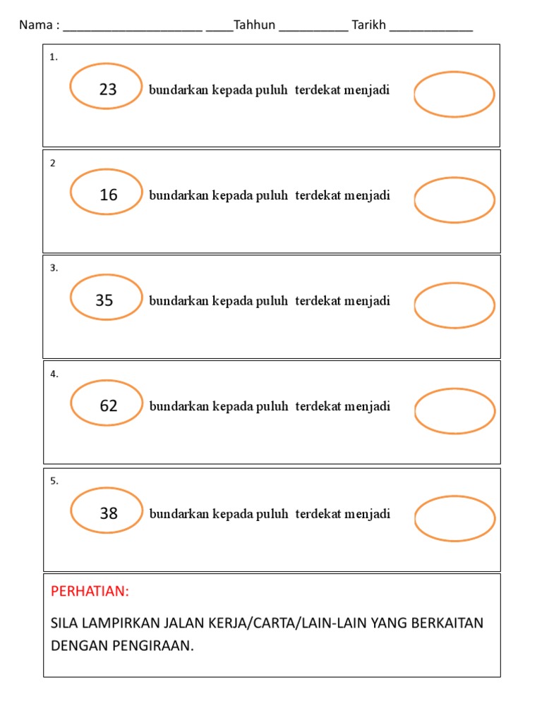 Latihan Bundar Tahun 1  PDF