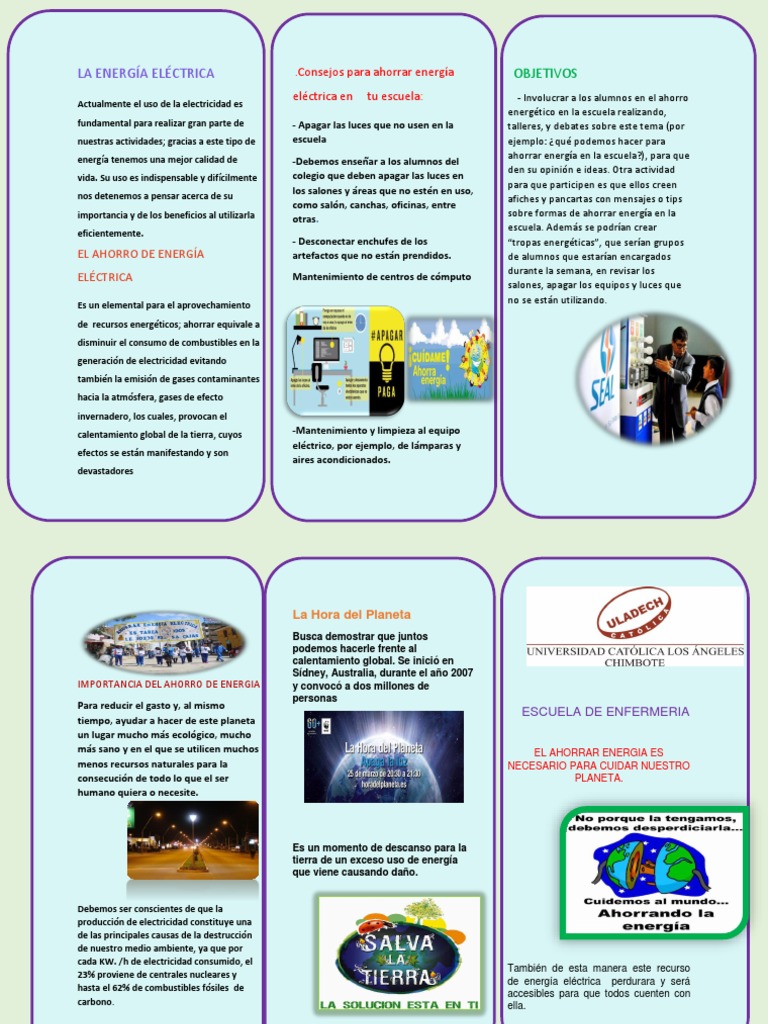 EL AHORRO DE ENERGIA Triptico LILÑIANA | PDF | Uso eficiente de energía ...