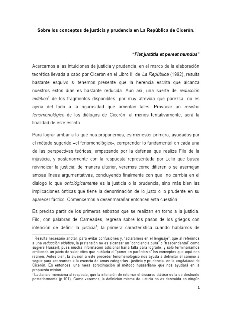 Justicia y Prudencia en La República de Cicerón | PDF | Justicia ...