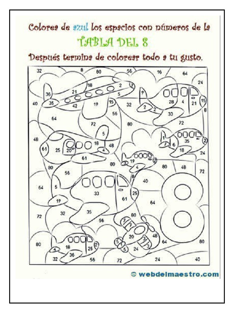 Actividades Tabla Del 8 | PDF