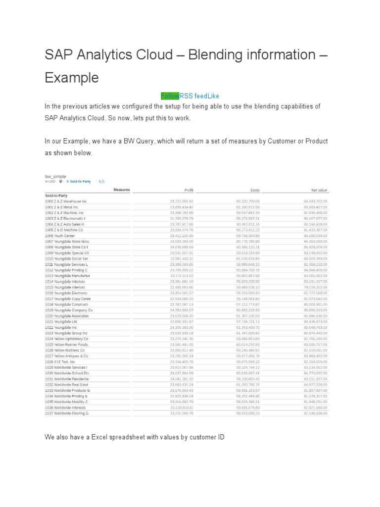 SAP Analytics Cloud Data Blending Guide | PDF | Spreadsheet | Microsoft ...