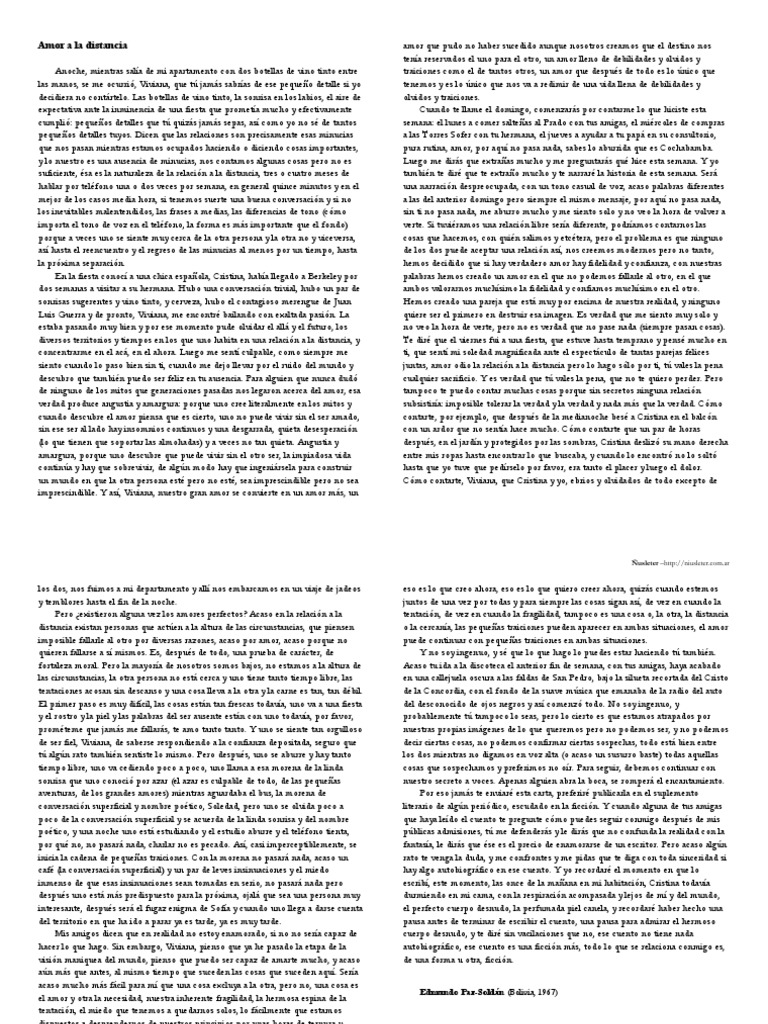 Amor A La Distancia - Edmundo Paz Soldán PDF | PDF | Amor