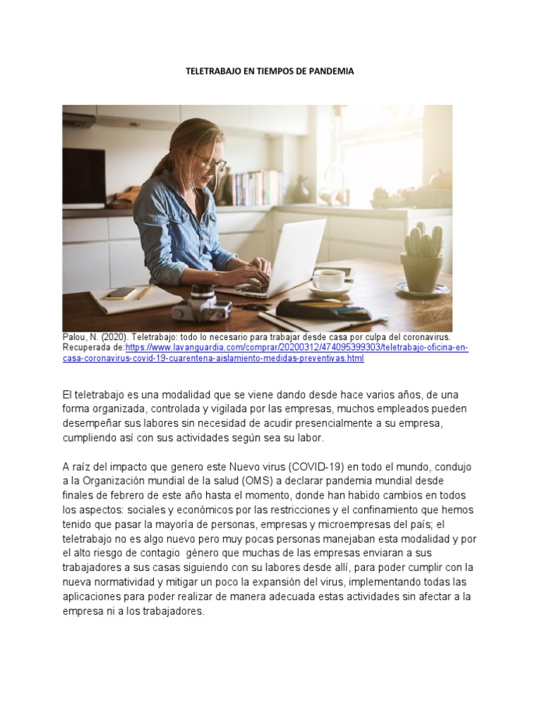 Teletrabajo en Tiempos de Pandemia | PDF | Teletrabajo | Economias