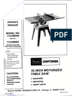 Sears 113 Model Table Saw Manual