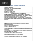 Children's Literature Evaluation Form