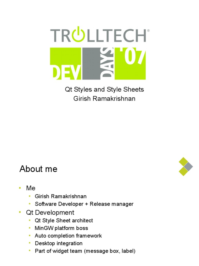 QT Styles and Style Sheets Girish Ramakrishnan | PDF | Cascading Style ...