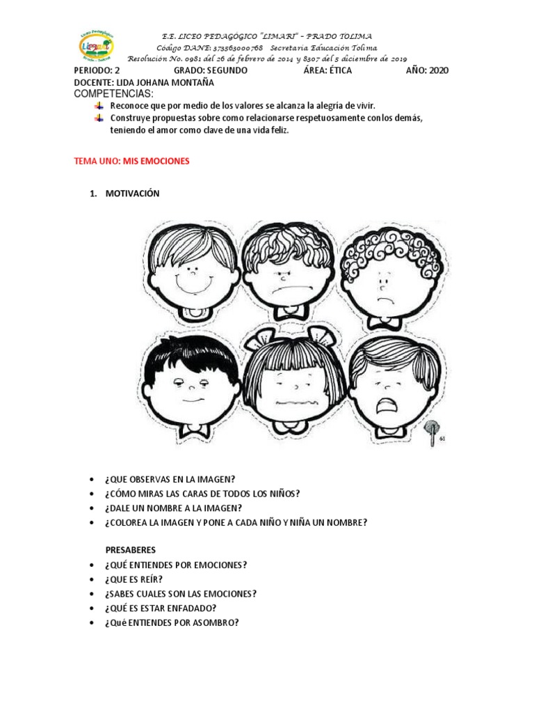 Emociones y Ética para Segundo Grado | PDF | Asco | Las emociones