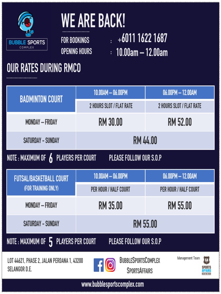 Bubble Sports Complex Covid19 SOP Download Free PDF Sports Leisure