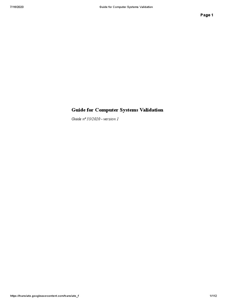 Guide For Computer Systems Validation PDF | PDF | Verification And ...