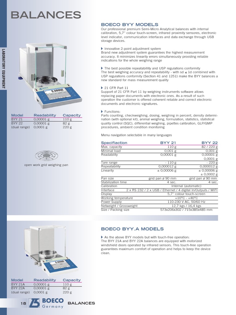 Balances: Boeco Byy Models | PDF | Touchscreen | Weight