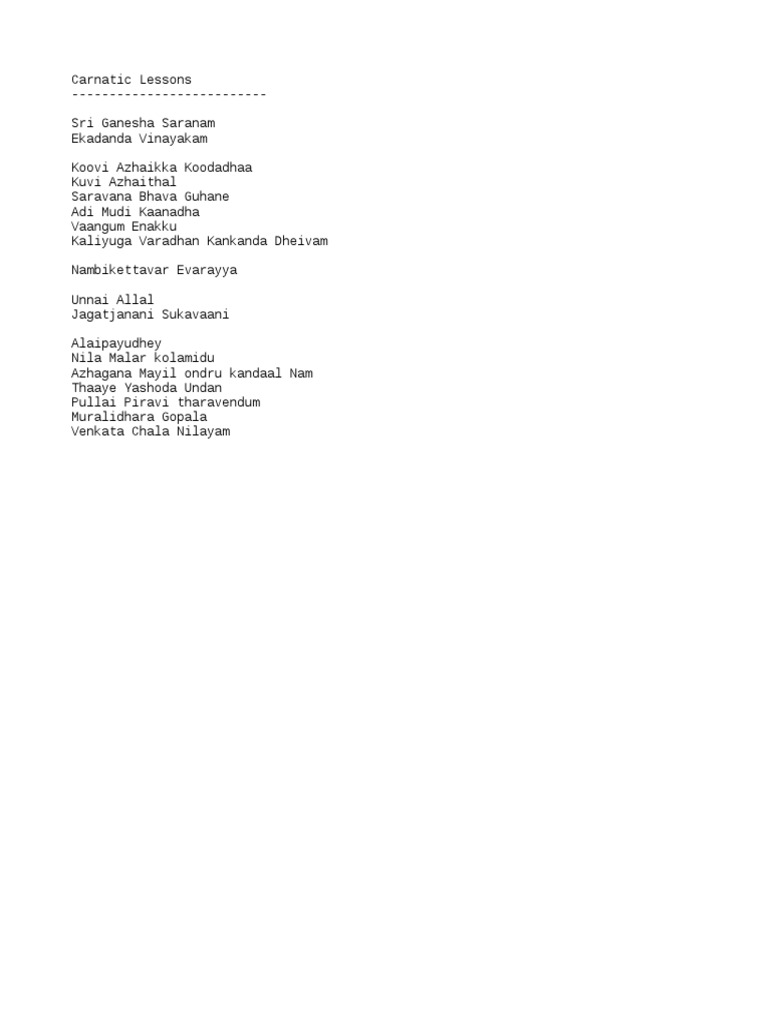 Carnaticsongs Txt scribd