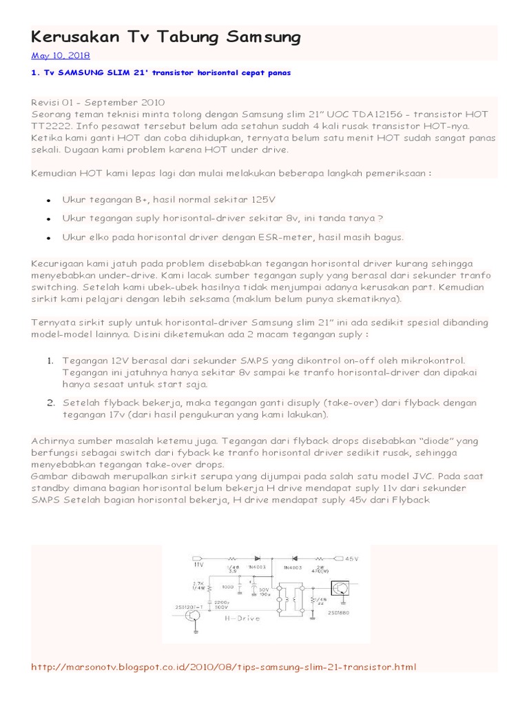 Kerusakan Transistor TV Samsung Slim 21 | PDF | Komputer | Teknologi ...