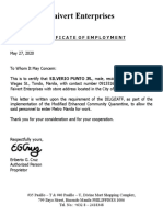 Faivert Enterprises: Certificate of Employment