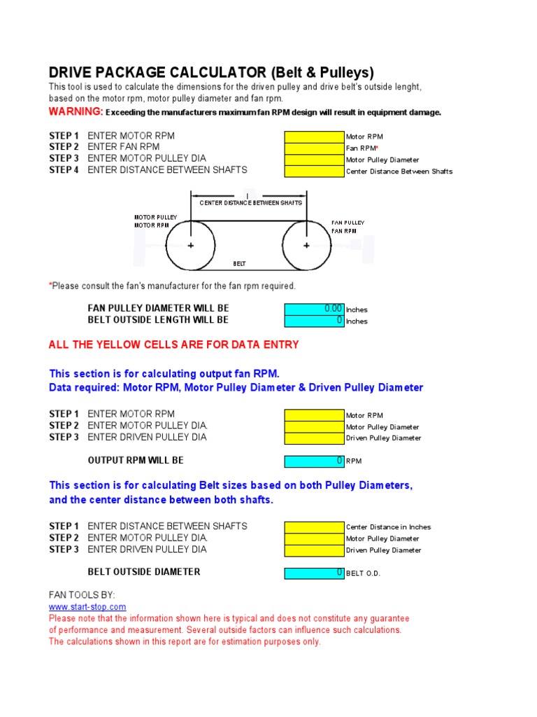 Motor Pulley Sizing