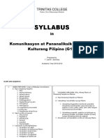 Komunikasyon at Pananaliksik Sa Wika at Kulturang Pilipino - SYLLABUS - T.DARHIL PDF