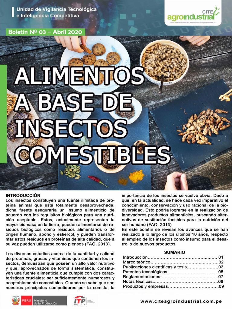 Boletín Vt Alimentos A Base De Insectos Pdf Alimentos Nutrición