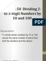 Dividing 2-3 Digit Numbers by 10 and 100