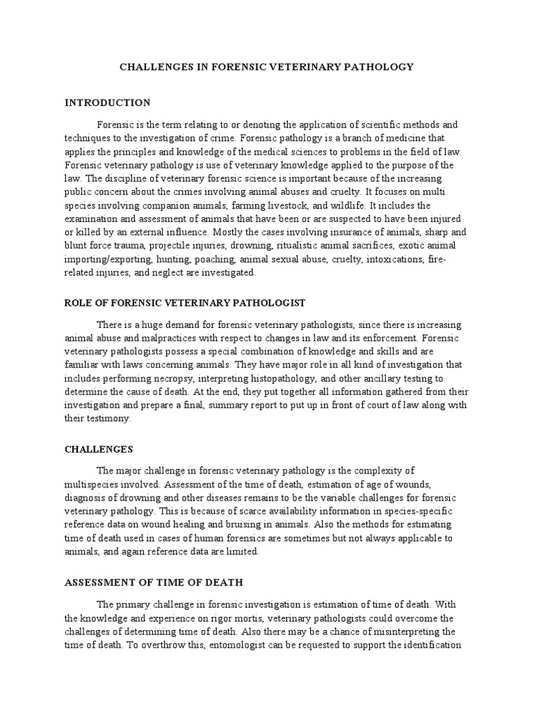 Forensic Veterinary Pathology Challenges | PDF | Pathology | Autopsy
