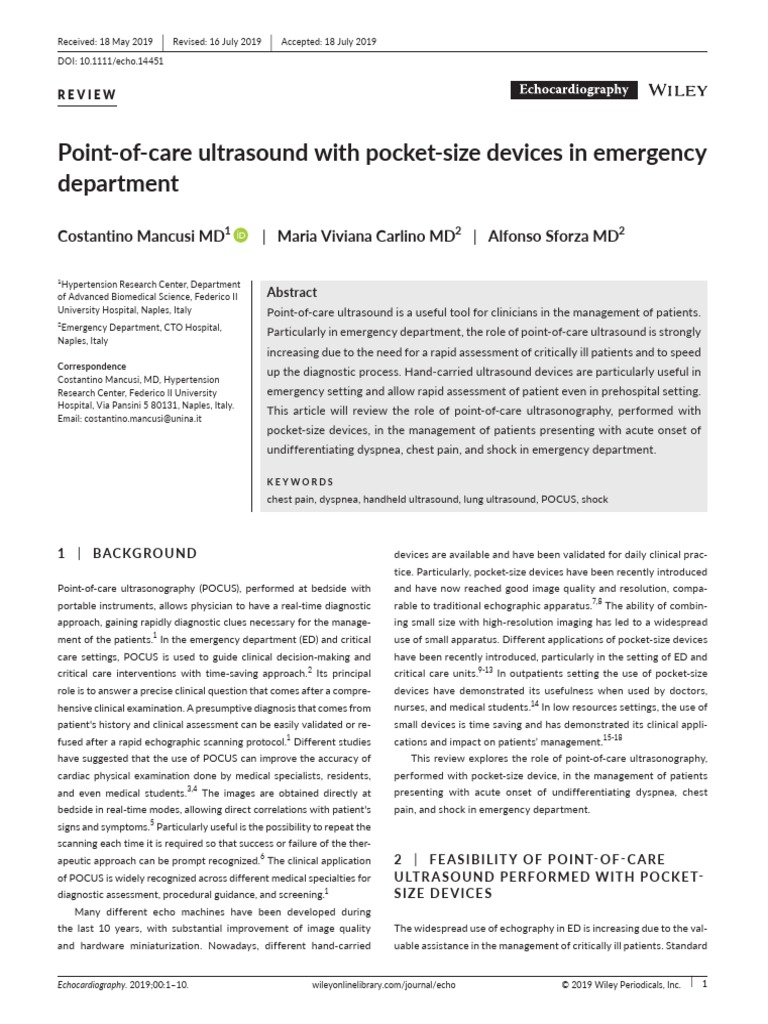 Point of Care Ultrasound With Pocket Size Devices in Emergency ...