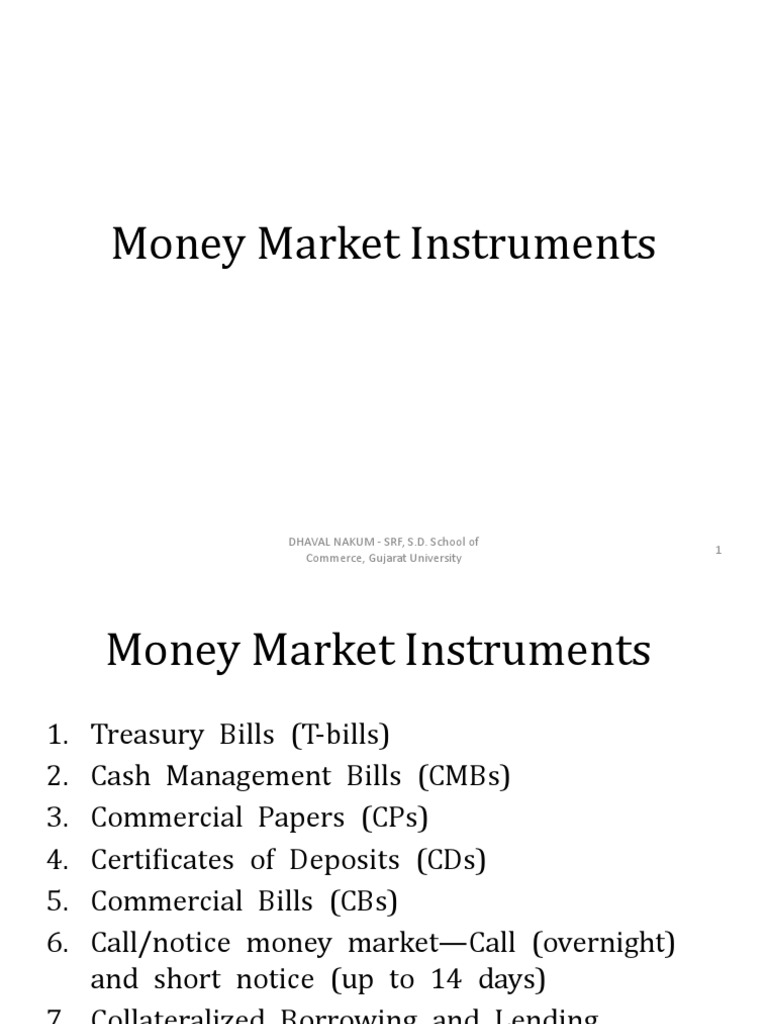 Instruments of Money Market Instruments of Money Market 1 PDF United States Treasury