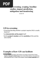 GIS in Screening, Scoping, Baseline Studies, Impact Prediction, Mitigation and Monitoring