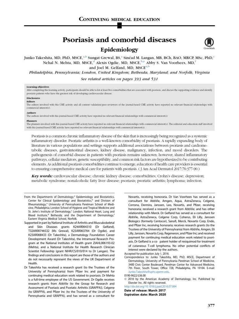 Psoriasis and Its Comorbidities Explained | PDF | Cardiovascular ...