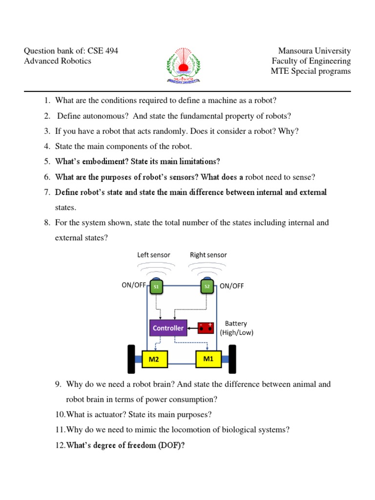 Question Bank PDF PDF Robot Robotics