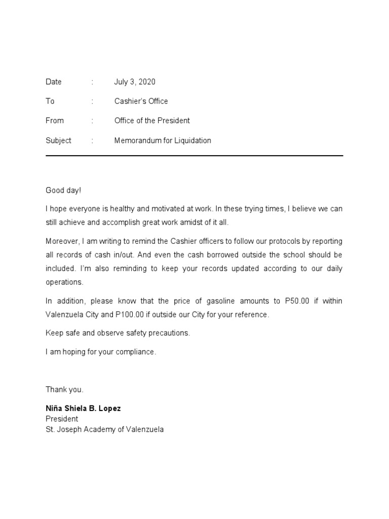 Memo For Cashier Office June30 PDF
