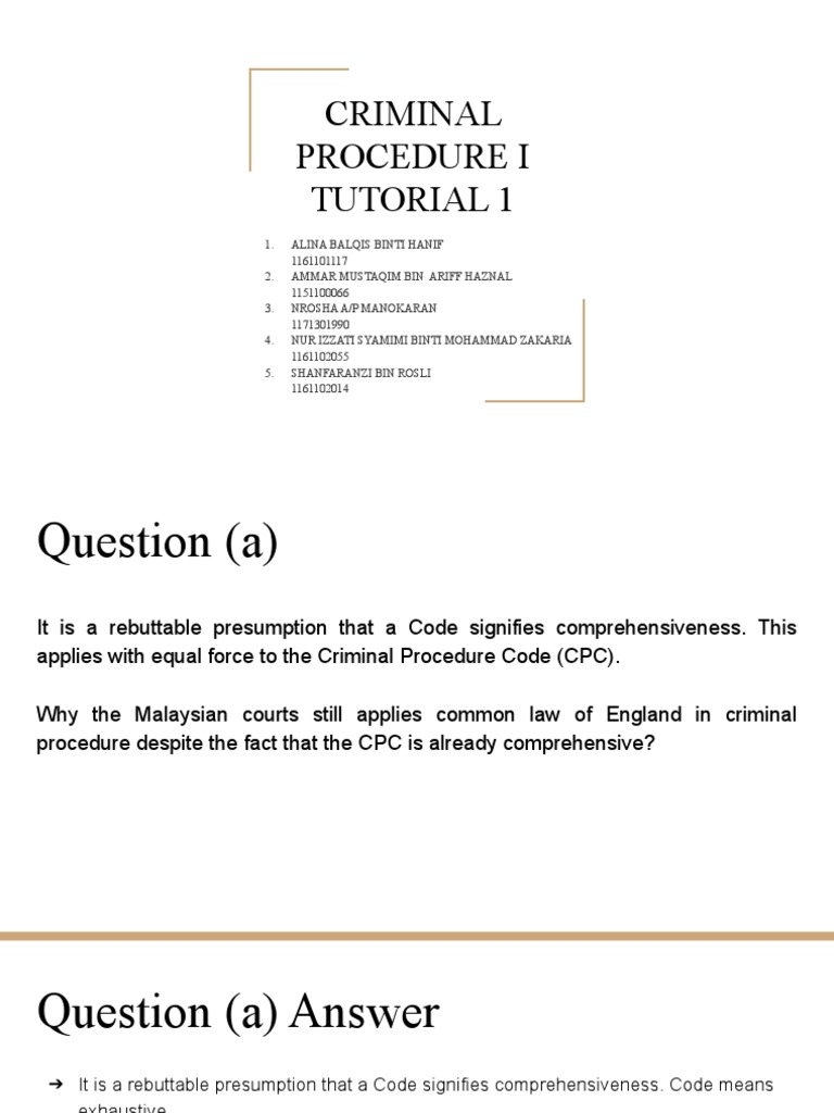 Criminal Procedure I Tutorial 1 | PDF | Judgment (Law) | Criminal ...