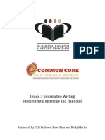 Grade 3 Informative Writing Supplemental Materials and Handouts
