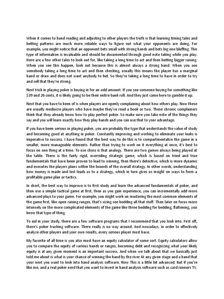 Poker | PDF | Betting In Poker | Gaming And Lottery