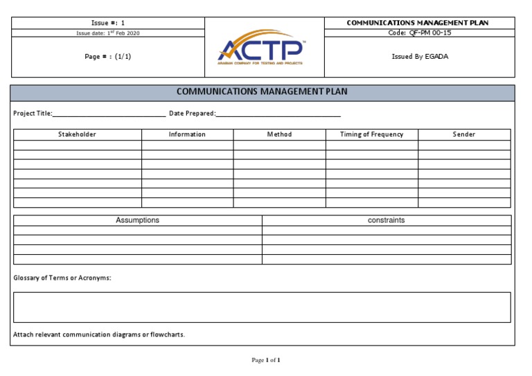 Communications Management Plan Template | PDF