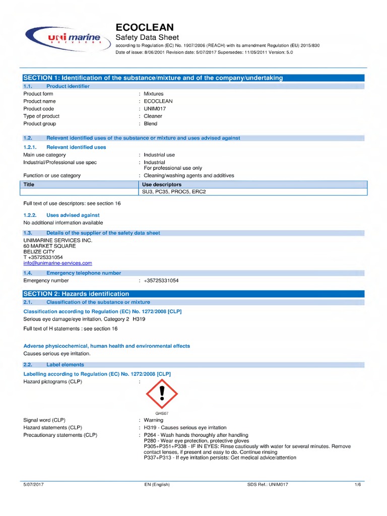 4.3 ECOCLEAN MSDS C PDF PDF
