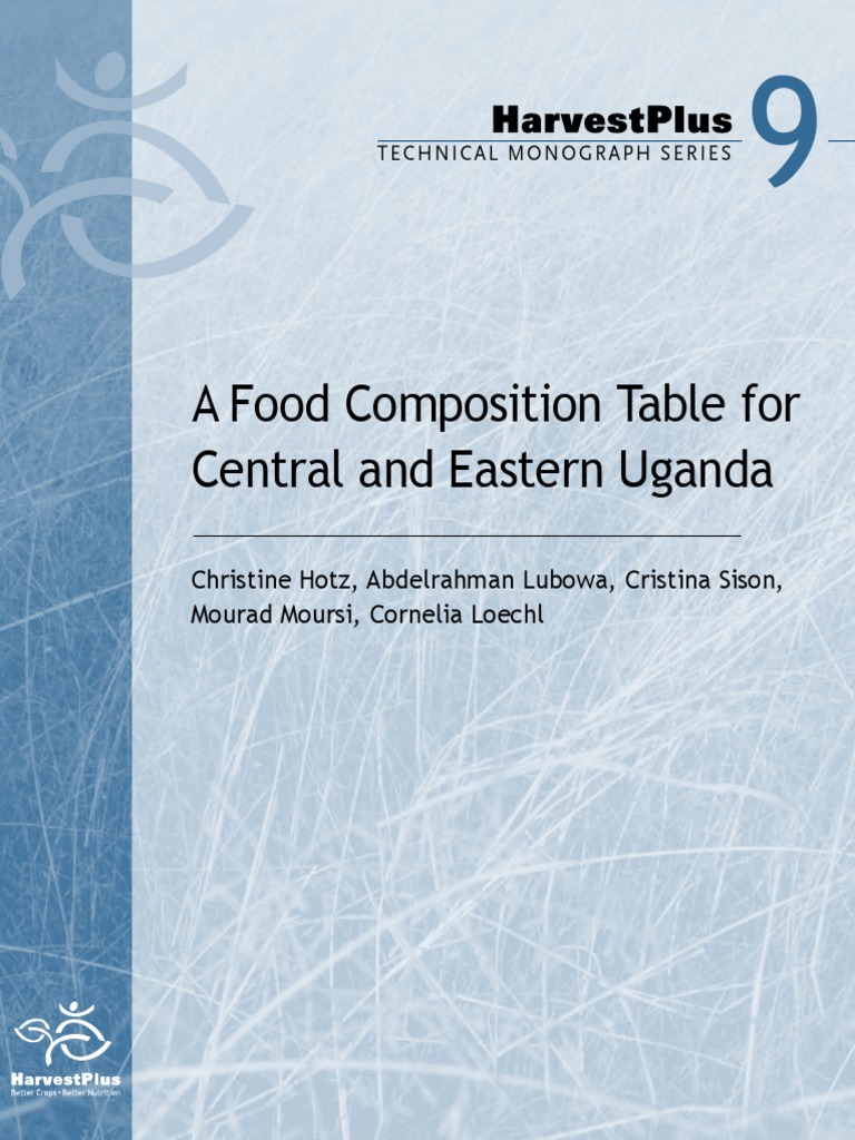 A Food Composition Table For Central and Eastern Uganda PDF Vitamin
