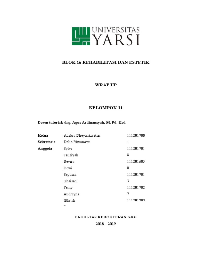 Rehabilitasi Estetika Gigi 2018-2019 | PDF